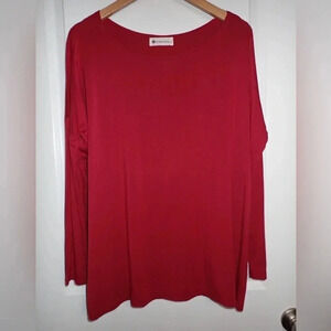 The Impeccable Pig Womens Blouse Burnt Orange Long Sleeve Scoop Neck Stretch S